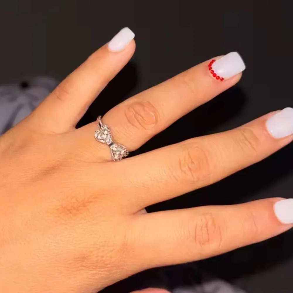 Dainty Crystal Bow Ring | Elegant Silver Jewelry